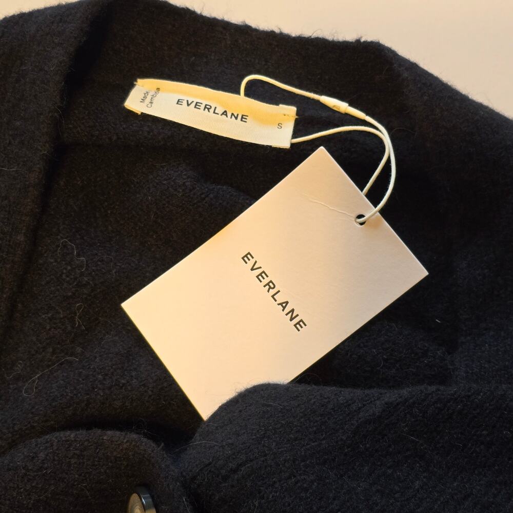 Everlane The Cocoon Cardigan Womens Small Black Cotton Wool Blend Neutral NWT - Picture 3 of 10